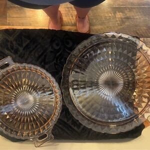 2 Vintage Pink Depression Glass serving Plates